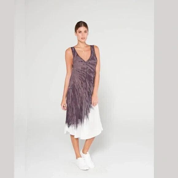 ANTHROPOLOGIE TINA+JO Purple Ombré V-Neck Tent Midi Dress - Picture 2 of 9